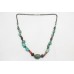 Traditional Necklace 925 Sterling Silver beads blue turquoise coral stone P 375